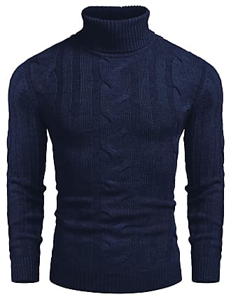 JINIDU Men's Thermal Ribbed Turtleneck Slim Fit Casual Knitted Pullover Sweater 