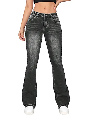MakeMeChic Women's Cargo Jeans High Waist Flap Pocket Straight Leg Denim Pants  Black Petite Petite XXS at  Women's Jeans store