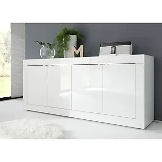 Buffet meuble cuisine 5 portes + 1 tiroir coloris blanc artic/chêne  canadien - Hauteur 186 cm x Longueur 108 cm x Profondeur 40 cm