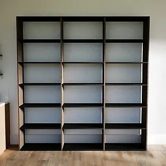 Etagère en métal noir et décor bois - Loft - bibliothèque 5 niveaux. L 114  x l 33 x H 78cm