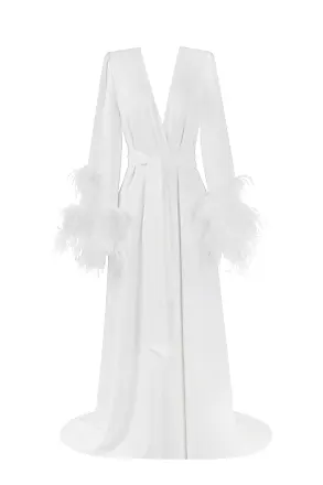 White Umiko feather-trimmed satin mini dress | 16Arlington | MATCHES UK