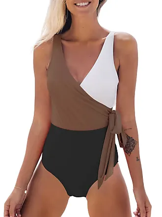 CUPSHE Women's One Piece Swimsuit Sexy Deep V Neck Bathing Suit Crisscross  Back Self Tie, Coffee Brown, X-Small : : Clothing, Shoes &  Accessories