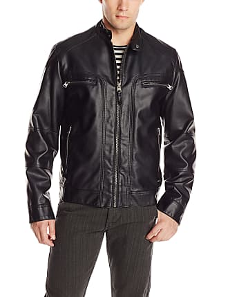 calvin klein men's leather jacket with hood