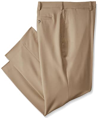 Louis Raphael Mens Big & Tall Big-Tall Rosso Flat Front Easy Care Patterned Dress Pant, Tan, 52W x 34L