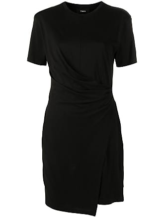 Theory short-sleeve draped dress - women - Cotton - S - Black