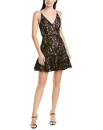 Keepsake the Label Womens Dreamers Sleeveless Lace Ruffle Hem Short Mini Dress, Black, Large