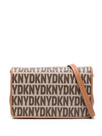DKNY Bryant Mini Backpack Crossbody In Brown Logo Brown Coated Logo Pvc in  Black