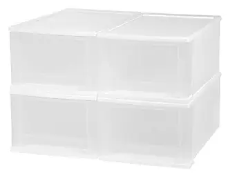 IRIS USA 7 Qt. Plastic Stackable Storage Drawers, Small, 4 Pack, White