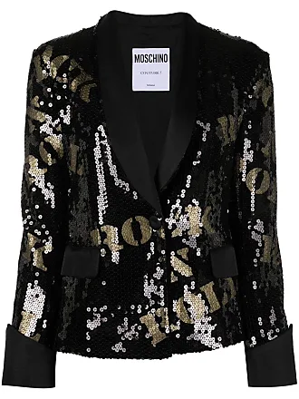 Blazer nero in lana con paillettes