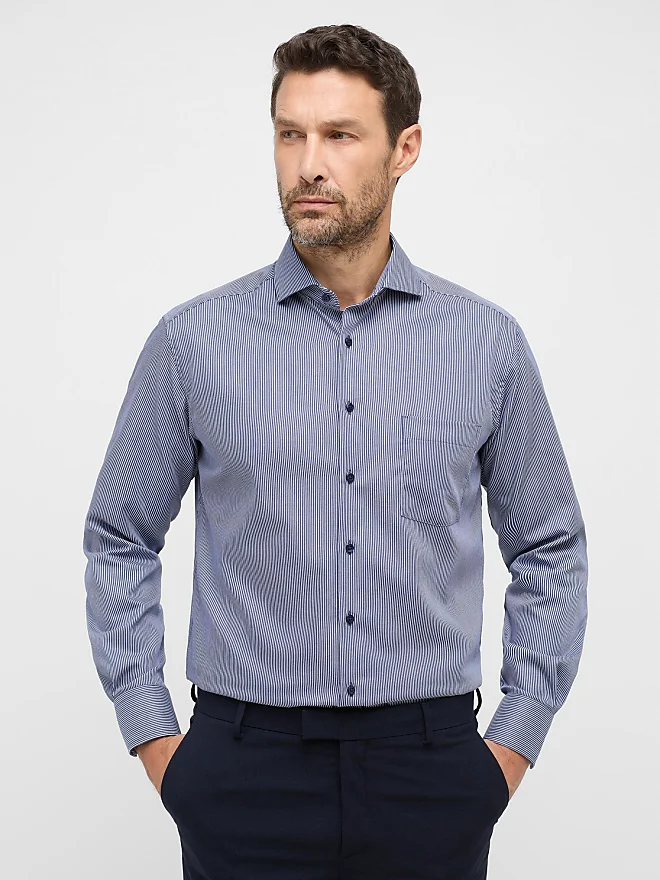 FIT Normalgrößen, Eterna - Langarmhemd Hemden Gr. MODERN blau für (navy) Herren Stylight ETERNA Preise 44, Vergleiche Langarm |