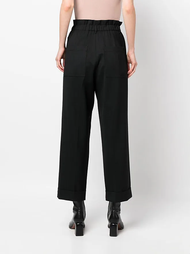 Compare Prices for paperbag-waist straight leg trousers - Black - P.A.R ...