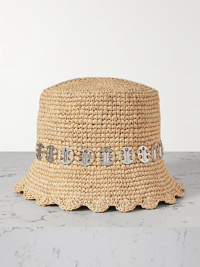 Compare prices for Paco Rabanne Embellished Raffia Bucket Hat - Neutrals |  Stylight