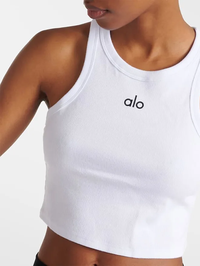 Compare prices for Alo Yoga Aspire cropped cotton-blend tank top White ...