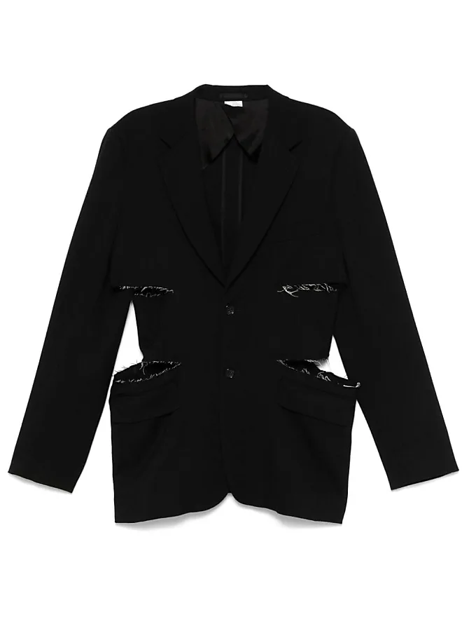 Comme Des Garçons cut out-detailed blazer - men - Cupro/Polyurethane ...