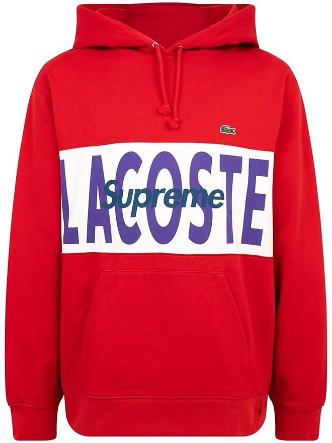 Compare prices for SUPREME x Lacoste Logo Panel drawstring hoodie - Red |  Stylight