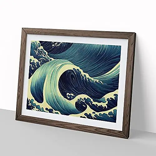 Compare prices for Big Box Art Japanese Ocean Waves Vol.3 H1022 Framed  Print for Living Room Bedroom Home Office Décor, Wall Art Picture Ready to  Hang, Walnut A2 Frame (64 x 46