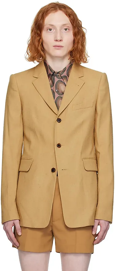 Compare prices for Dries Van Noten Beige Three-Button Blazer Brown ...