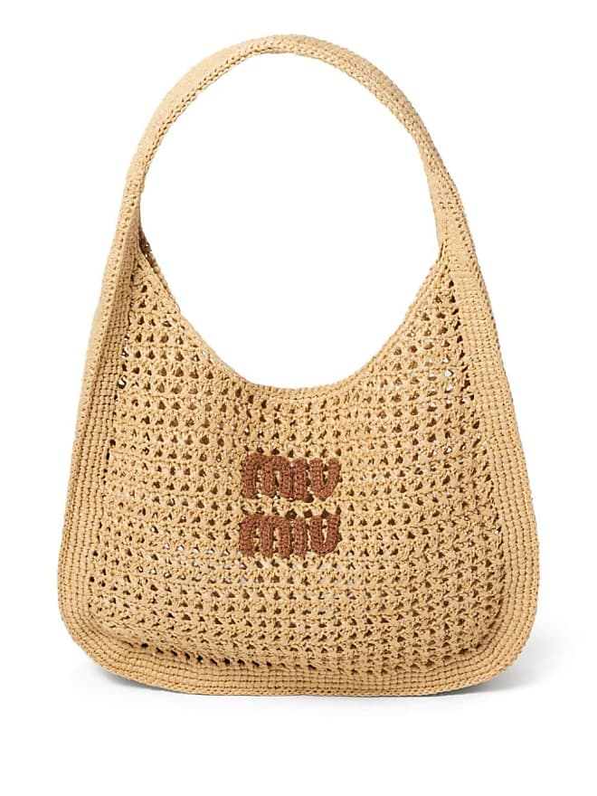 Compare Prices for logo-appliquéd raffia tote bag - women - Raffia - One  Size - Neutrals - Miu Miu | Stylight