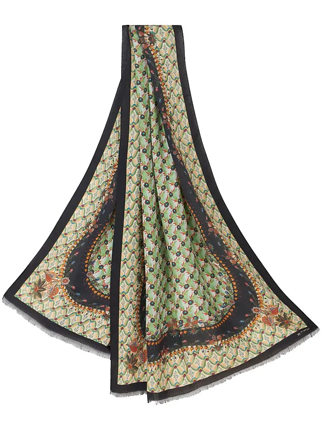 ETRO graphic-print silk scarf - Green