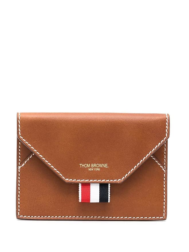 Compare prices for Thom Browne envelope leather cardholder Brown- | Stylight