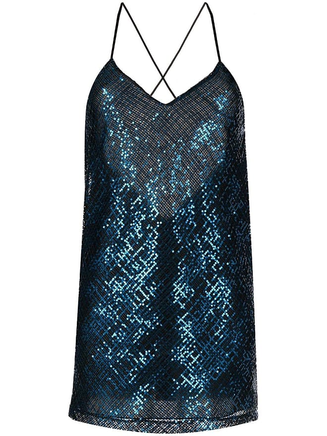 Comparez les prix de robe-nuisette sans manches à sequins - Bleu ...