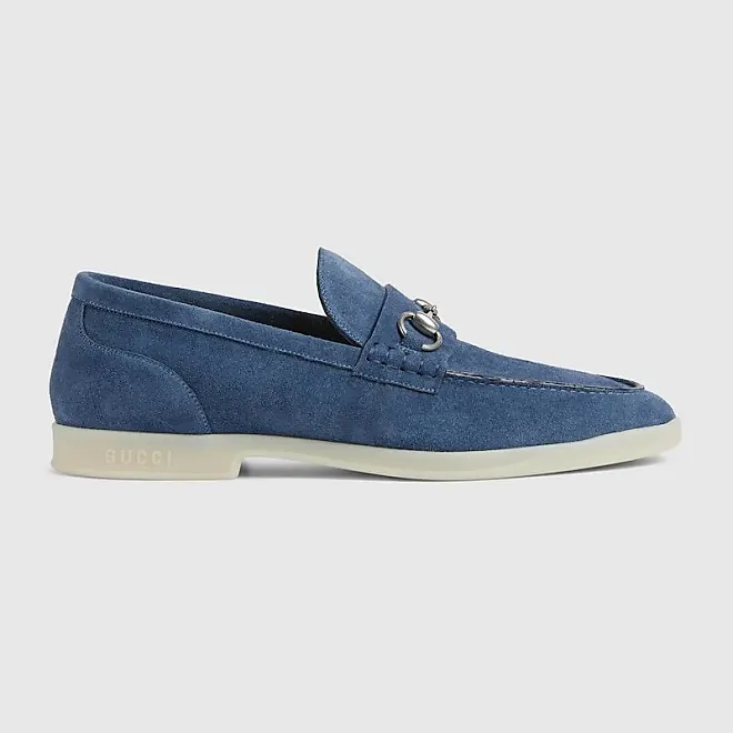 Compare prices for Gucci Mens Loafer With Horsebit, Blue, Suede | Stylight