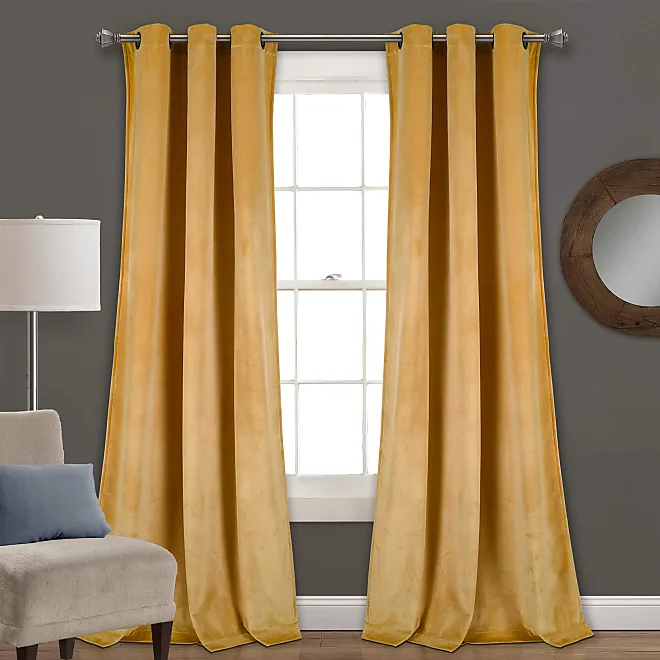 Lush Décor Prima Velvet Solid Light Filtering Grommet Window Curtain ...