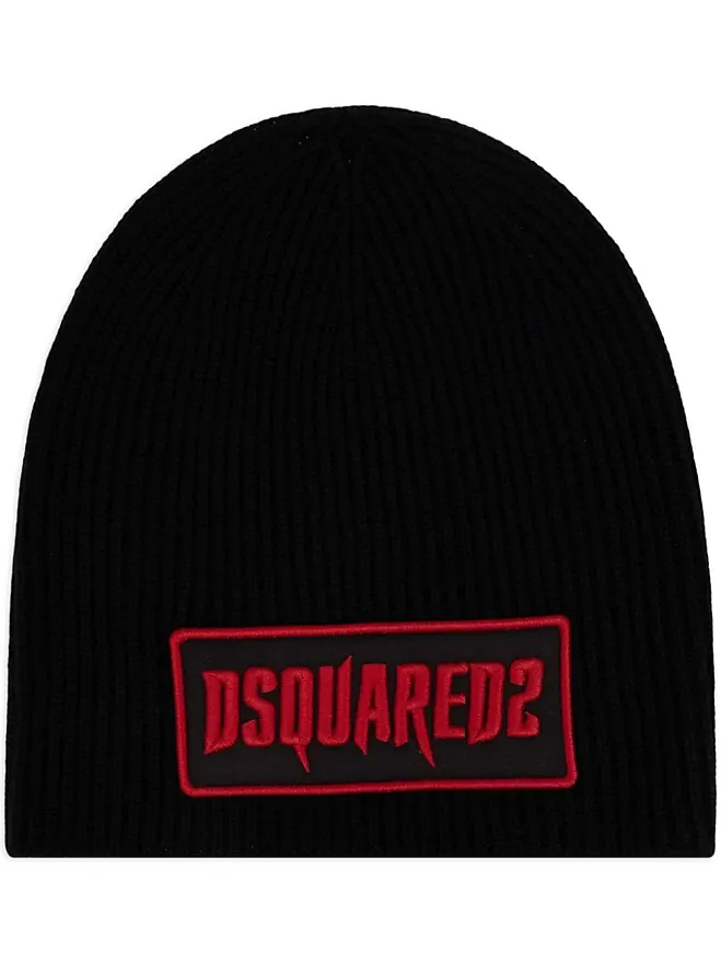 Dsquared2 logo-appliqué wool beanie - Black from £200.00 - on Stylight