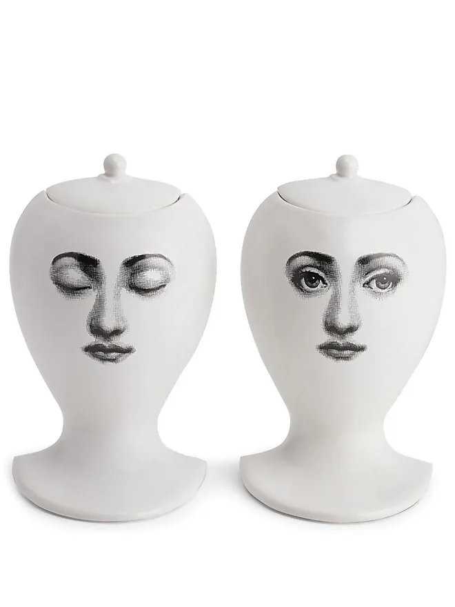 Fornasetti graphic-print porcelain tea set - Black