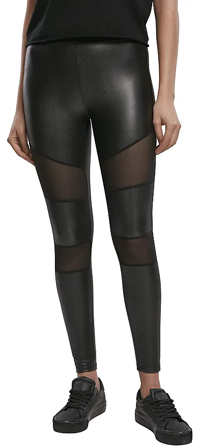 Compare prices for Urban Classics Womens Ladies Tech Mesh Faux Leather  Leggings, Black, 5XL | Stylight