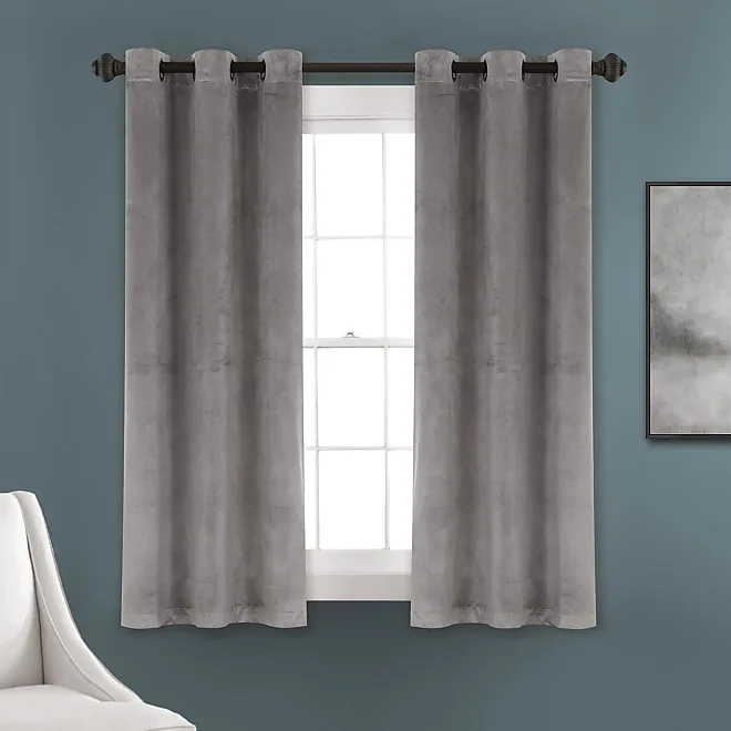 Lush Décor Prima Velvet Solid Light Filtering Grommet Window Curtain ...