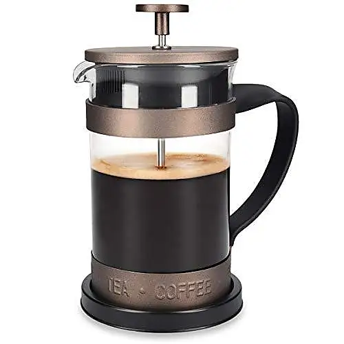 Navaris Retro French Press Coffee Maker (20 Oz) - Stainless Steel 