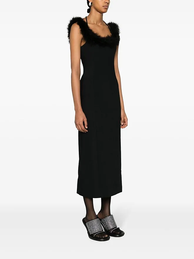 Compare prices for The Attico feather-trim midi dress - Black | Stylight