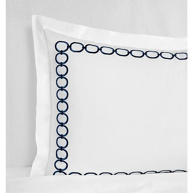 Compare Prices for Catena Cotton Percale Euro Pillow Sham in White/Navy ...