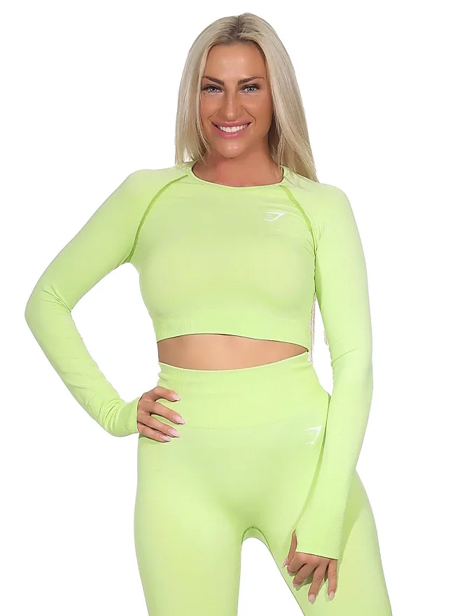 Neon shops yellow long sleeve crop