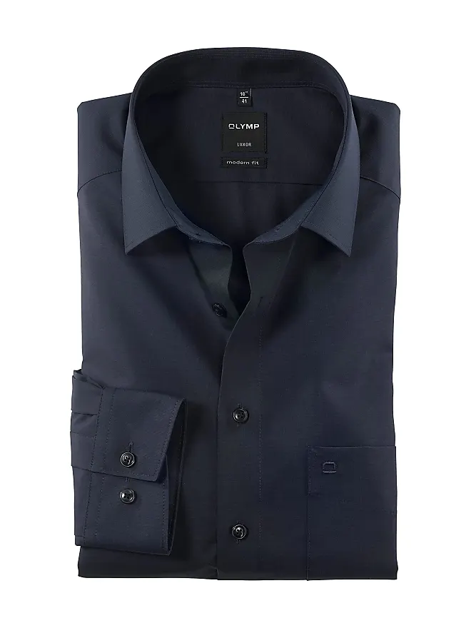 Vergleiche Preise Herren Businesshemd Kragen | Olymp - | für | Kent | New Fit Luxor 44 Größe á Fil Stylight Langarm Modern Nachtblau Fil