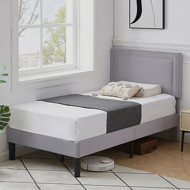 VECELO Queen Size Platform Bed Frame with Height Adjustable Upholstered