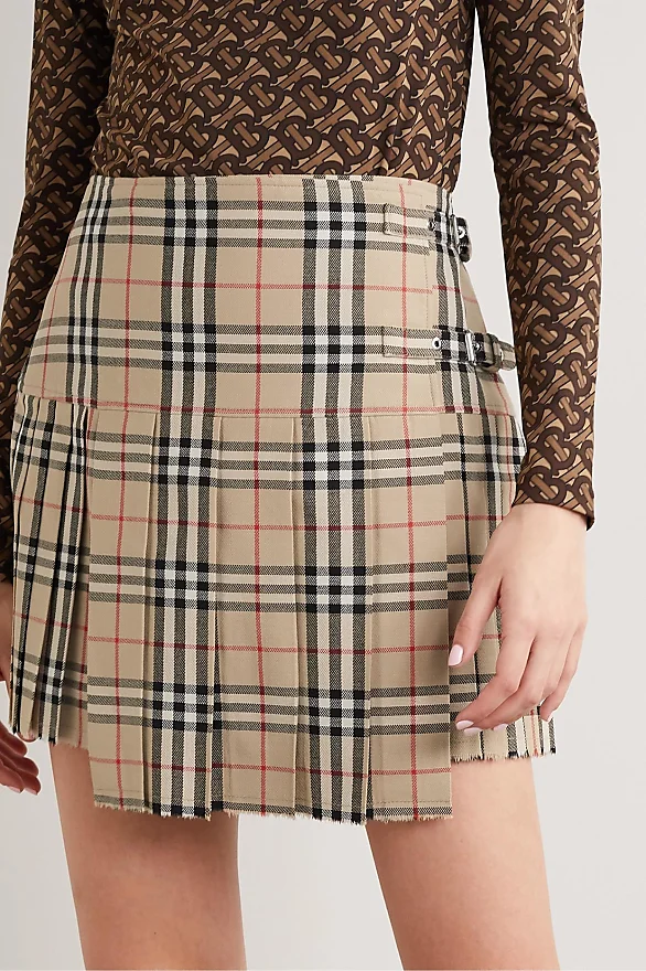 Burberry Pleated Checked Wool Mini Skirt - Neutrals from £840.00 - on  Stylight