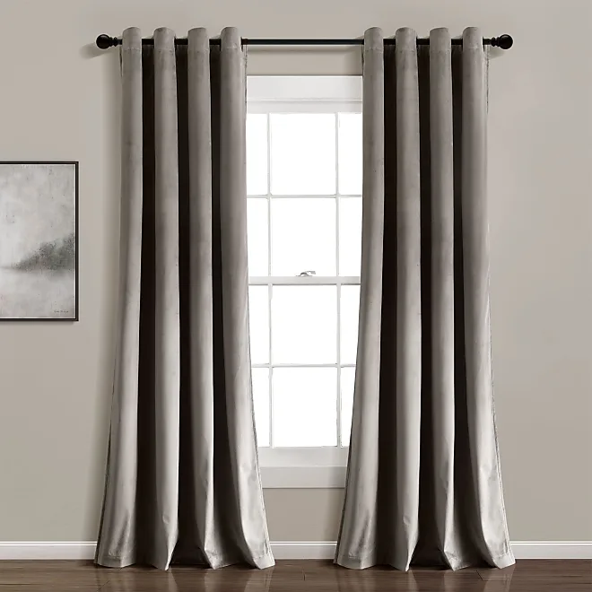 Lush Décor Prima Velvet Solid Light Filtering Grommet Window Curtain ...