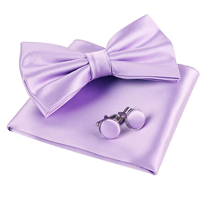 Compare Prices for Mens Tuxedo Bow Tie, Hanky and Cufflinks Set, Lilac ...
