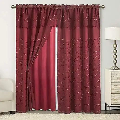 Elegant Comfort Luxury Curtain/Window Panel Set with Attached Valance