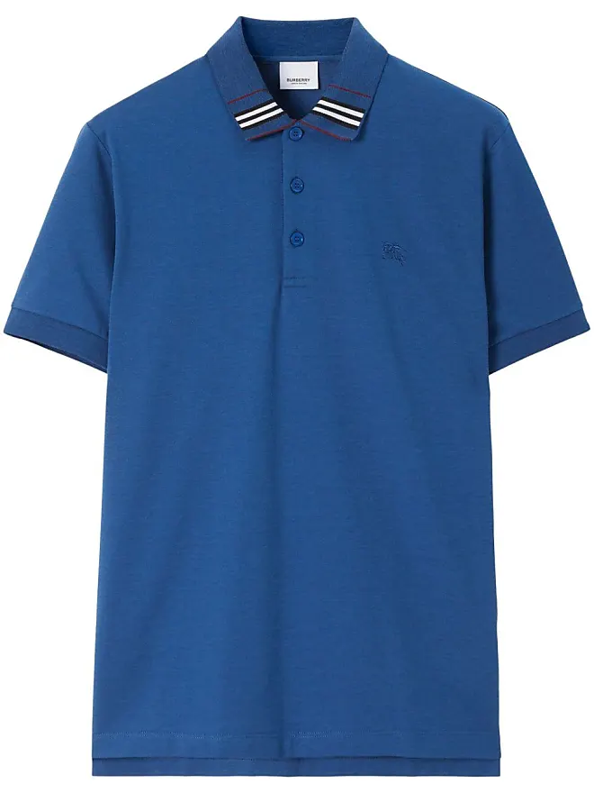 Compare prices for Burberry EKD-embroidered cotton-silk polo shirt ...