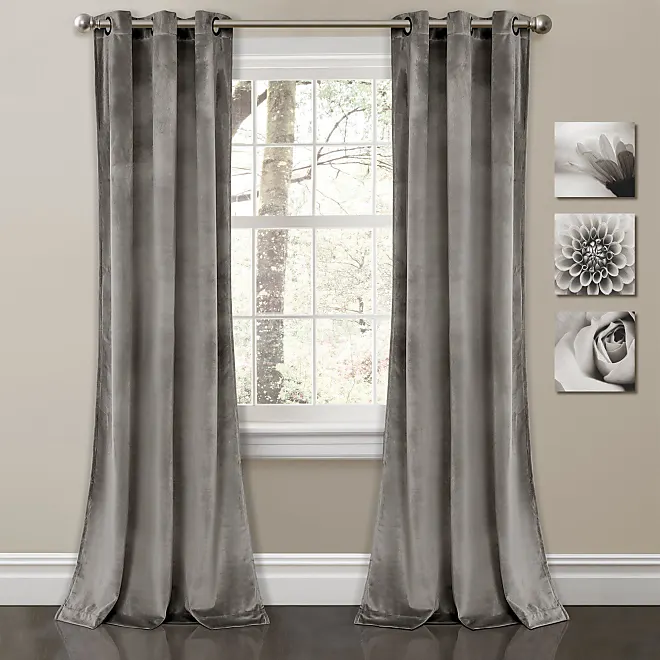 Lush Décor Prima Velvet Solid Light Filtering Grommet Window Curtain ...