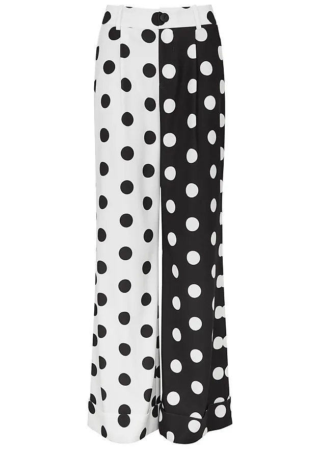 Compare Prices for Tomasa Polka-dot Wide-leg Trousers - Black And White ...