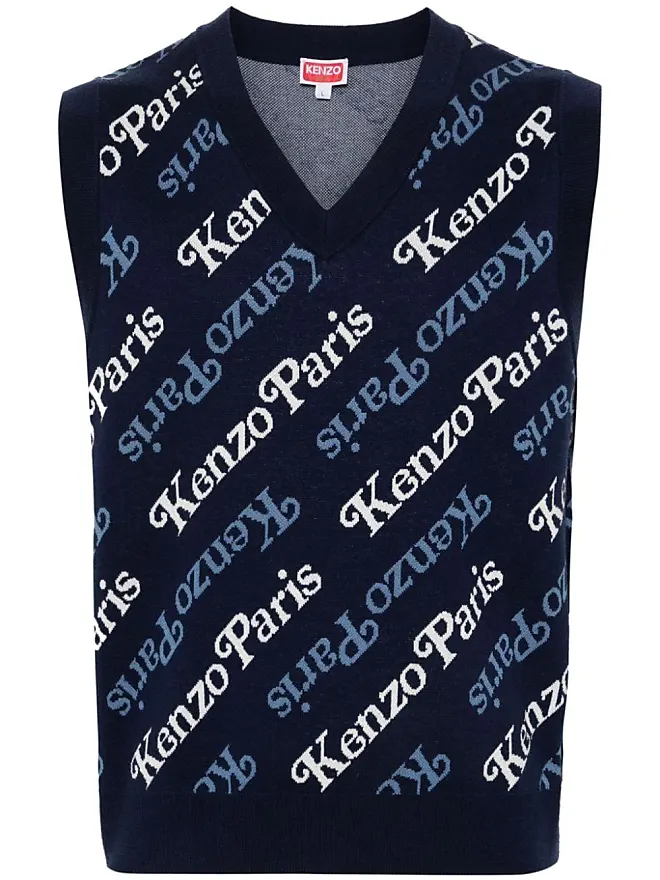 Compare Prices for intarsia-knit sleeveless jumper - men - Cotton/Wool/Lycra  - S - Blue - Kenzo | Stylight