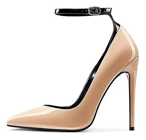 Castamere Escarpins Femme Mode Bride Cheville Bout Pointu Aiguille Talon 12CM Heel Shoes Beige Nu Vernis Chaussures EU 43.5 des 59 90 sur Stylight