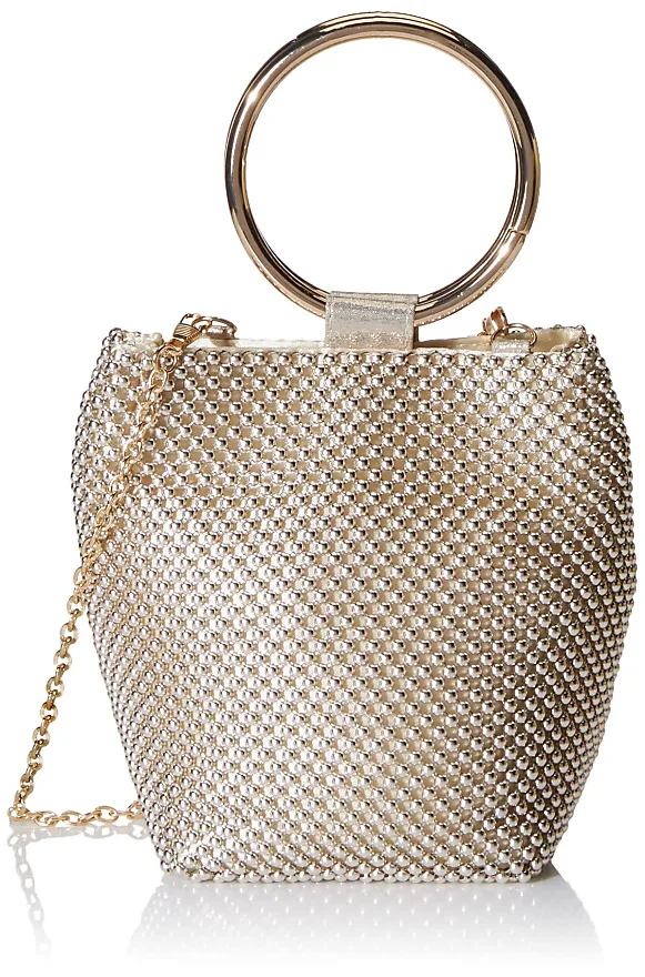 Jessica McClintok Gold newest Textured Crossbody / Pouch Bag